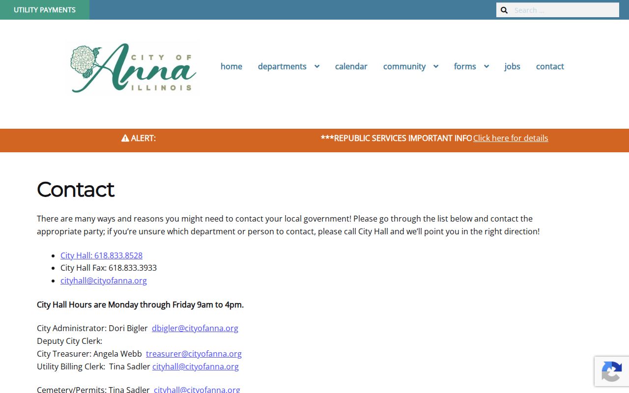 Official Anna city police and records contact page