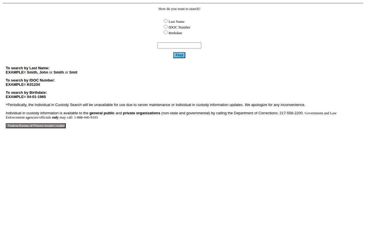 IDOC offender photo search for sentenced Union County records